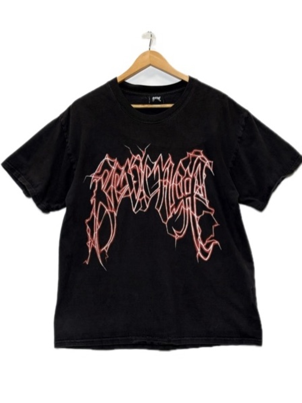 Revenge Clothing Red Lightning Arch Graphic Logo T-Shirt Mens Size Large Black